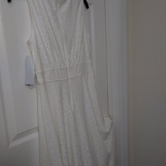 London Times Women's Inset Waist Midi Fit and Flare Dress - Picture 8 of 13